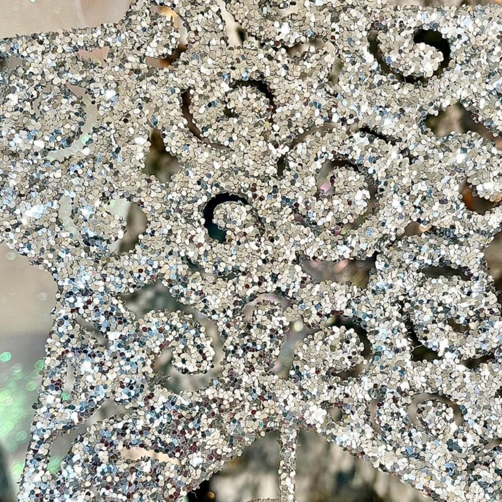Silver Glitter Christmas Tree Topper Christmas Star - Picture 9 of 9